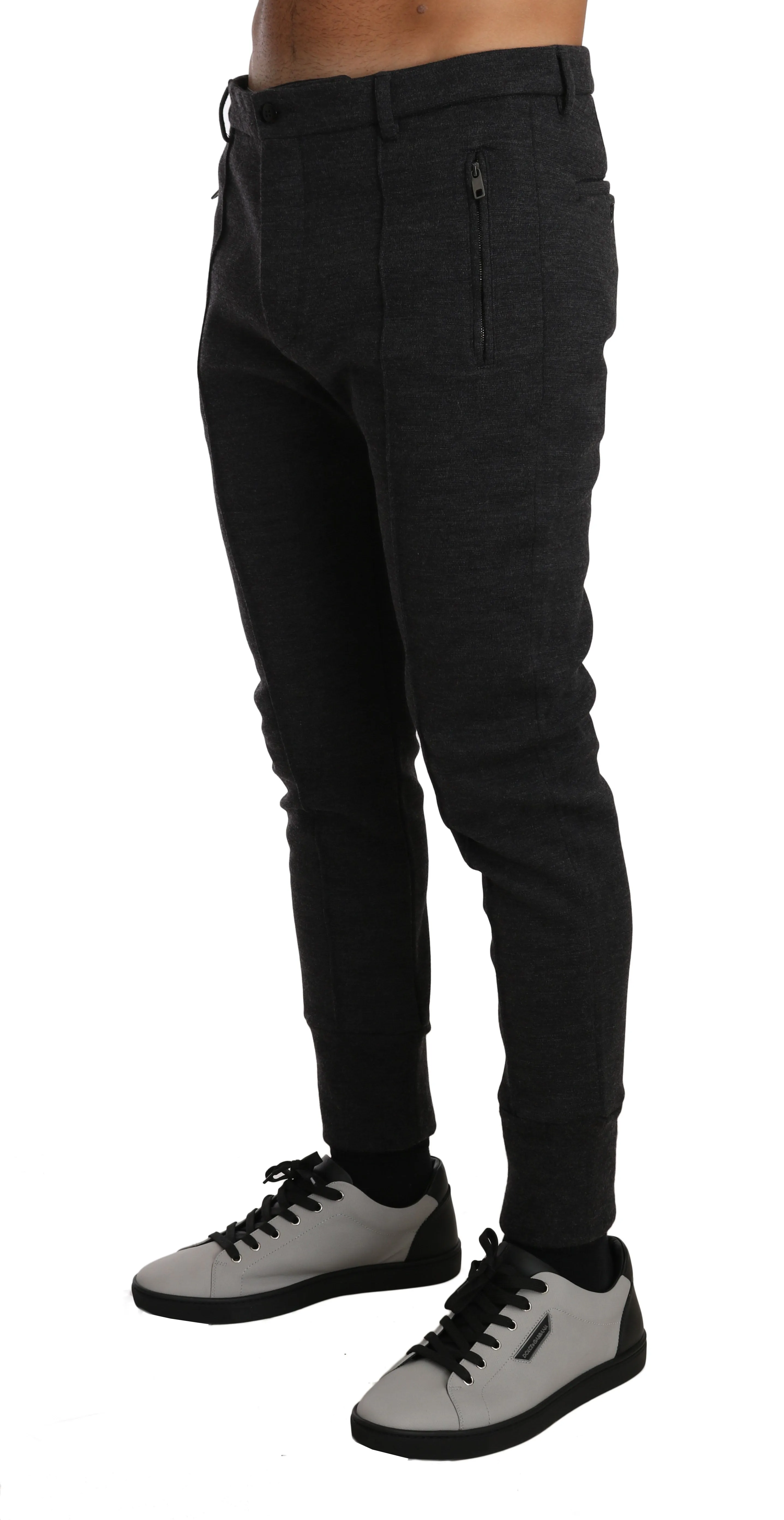 Gray Wool Tight Skin Trousers