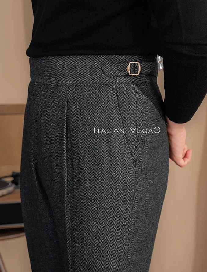 Grey Exotic Herringbone Gurkha Pants by Italian Vega®