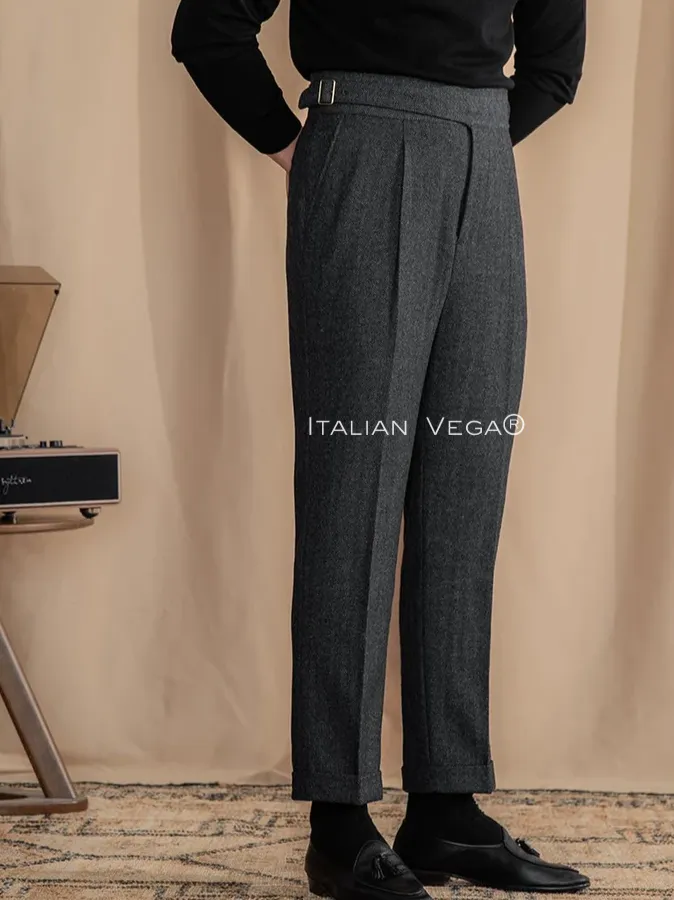 Grey Exotic Herringbone Gurkha Pants by Italian Vega®