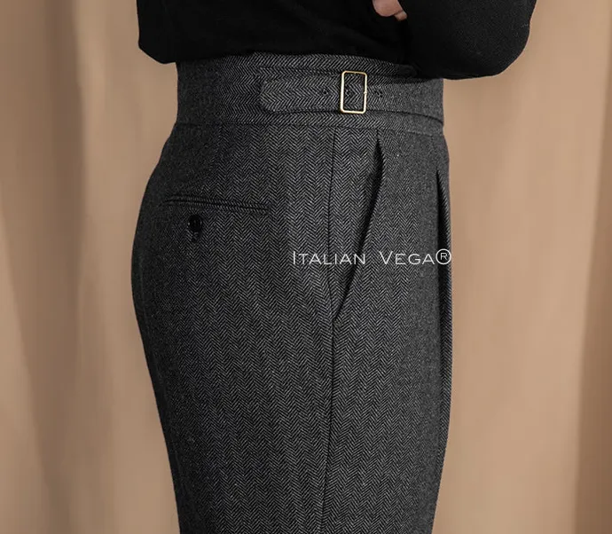 Grey Exotic Herringbone Gurkha Pants by Italian Vega®