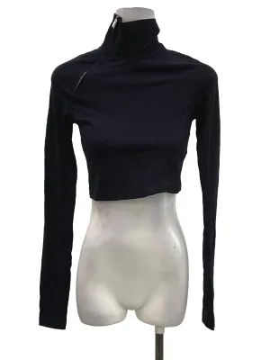 Grey Stitch Detail Asymmetrical Crop Top