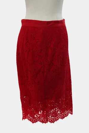 H&M Red Lace Midi Skirt