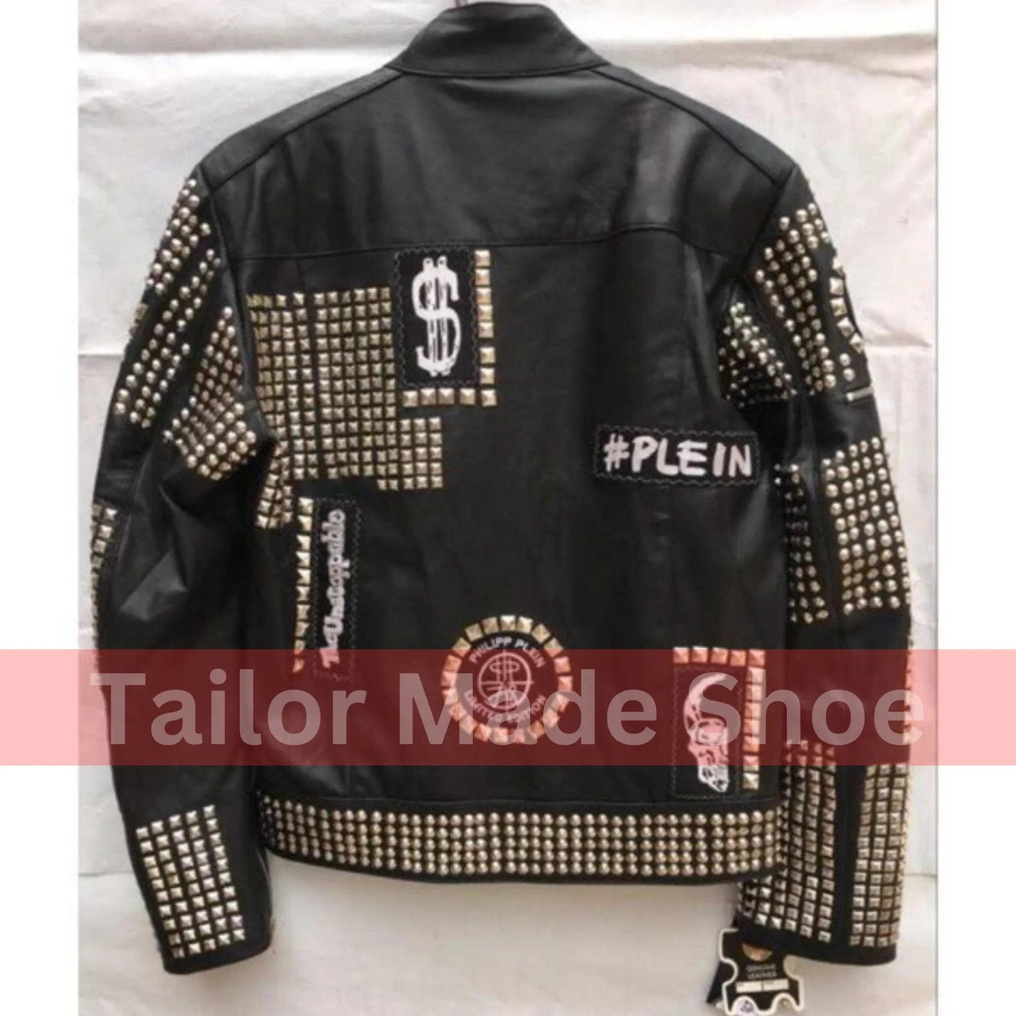 Handmade Black Color Biker Jackets, Real Pure Leather Studded Jackets For Men's