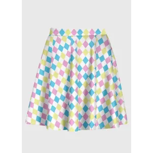 Harlequin Pattern Pastel Clowncore Skirt for Playful Style