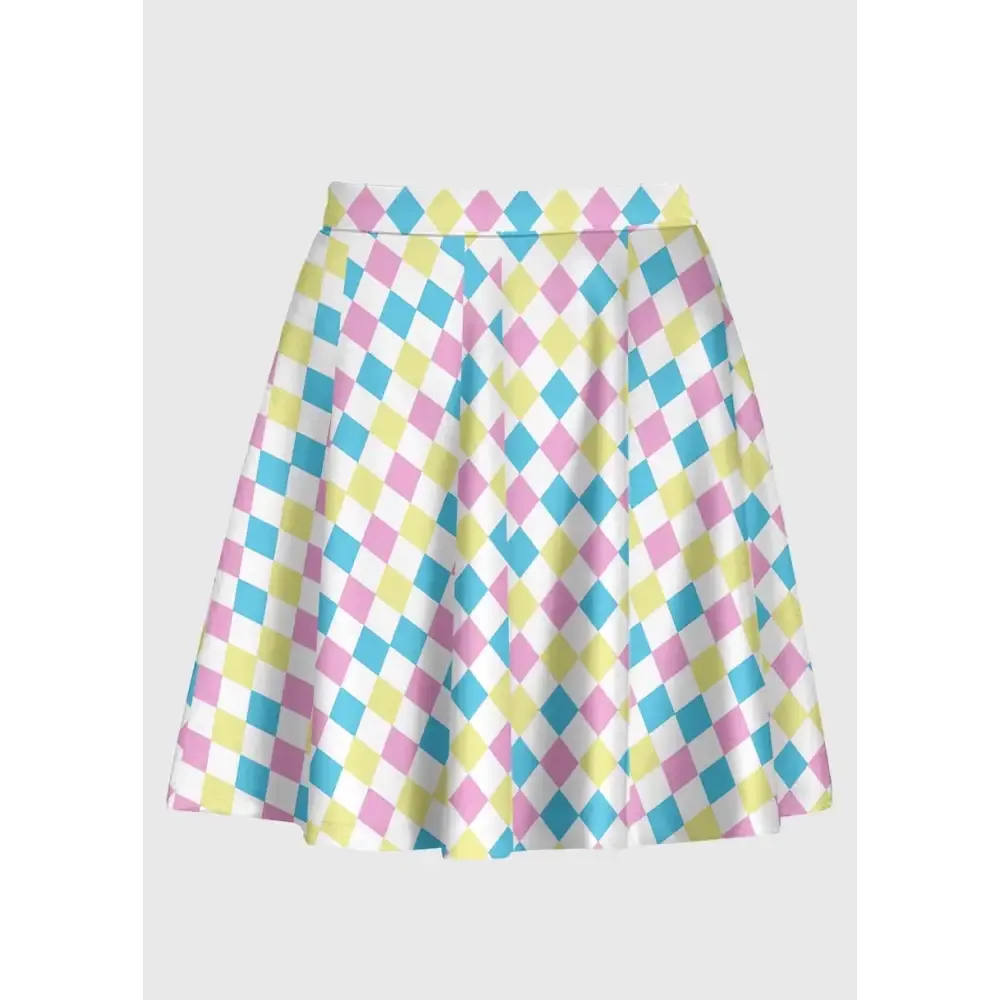Harlequin Pattern Pastel Clowncore Skirt for Playful Style