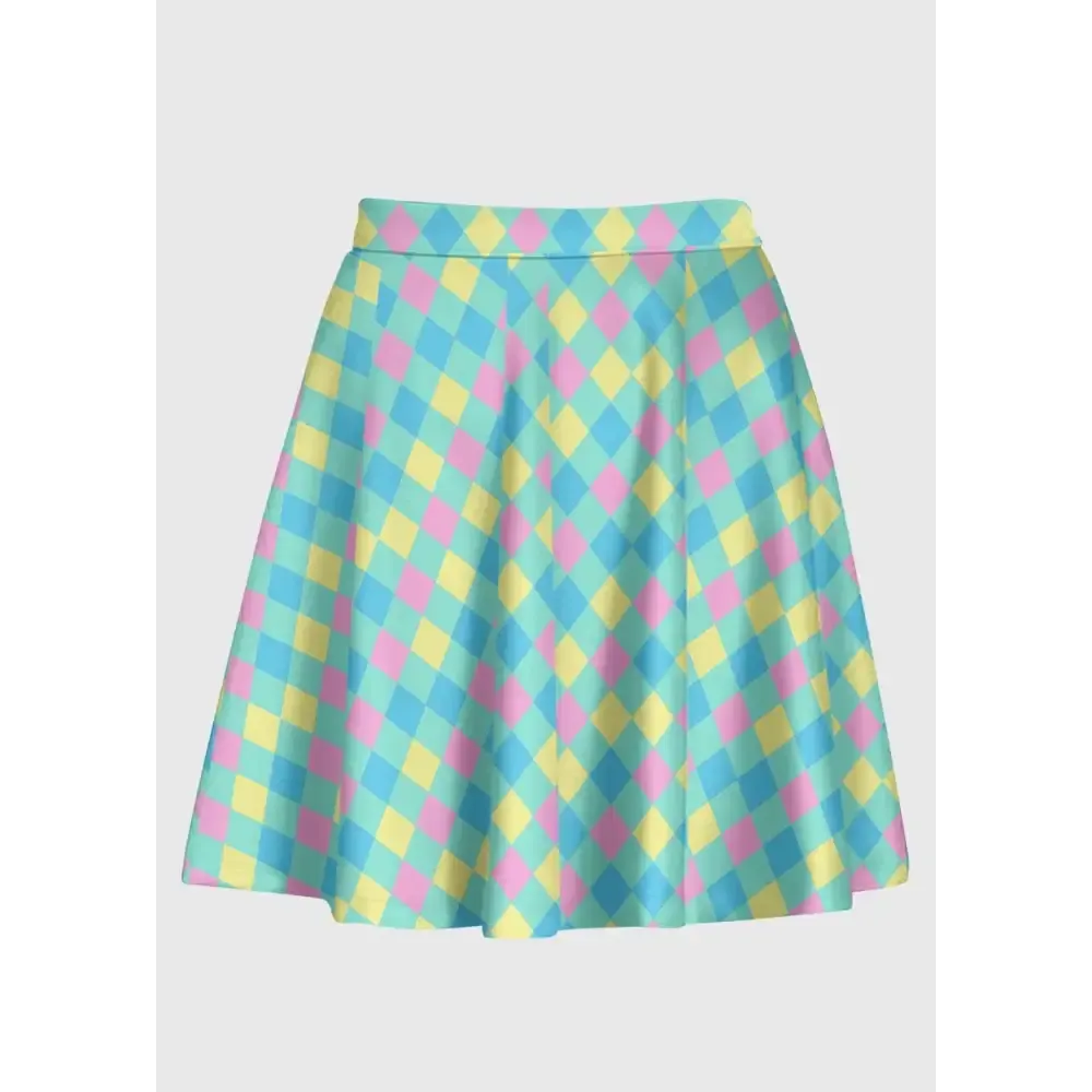 Harlequin Pattern Pastel Clowncore Skirt for Playful Style
