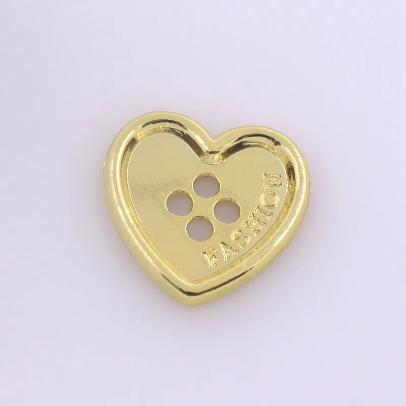 Heart Shaped Metal Buttons Four Holes for Clothing Knitwear 96 Pack