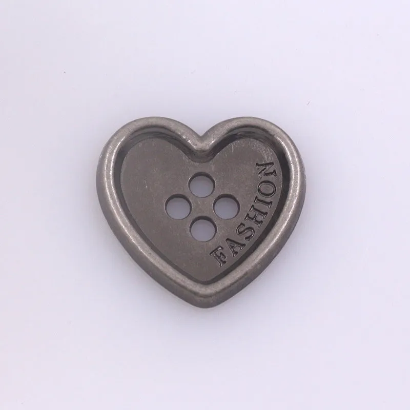 Heart Shaped Metal Buttons Four Holes for Clothing Knitwear 96 Pack