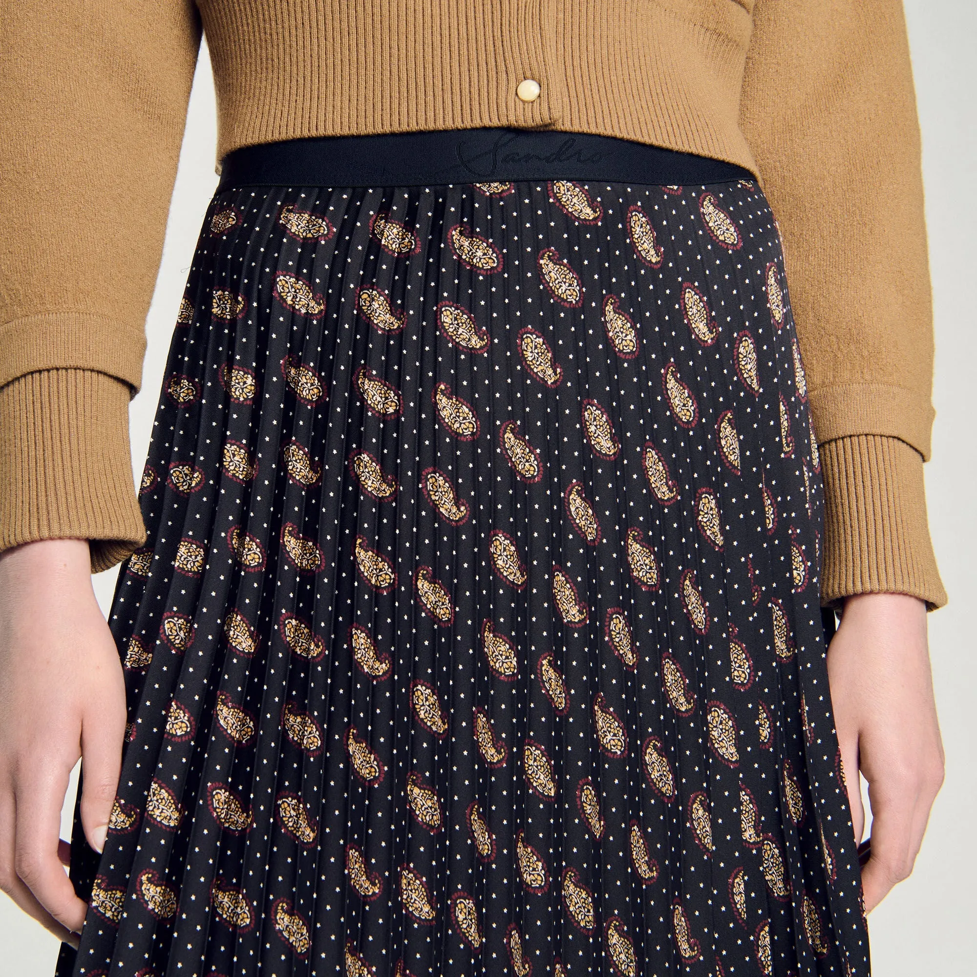 Helena Long Paisley Skirt Mustard / Burgundy