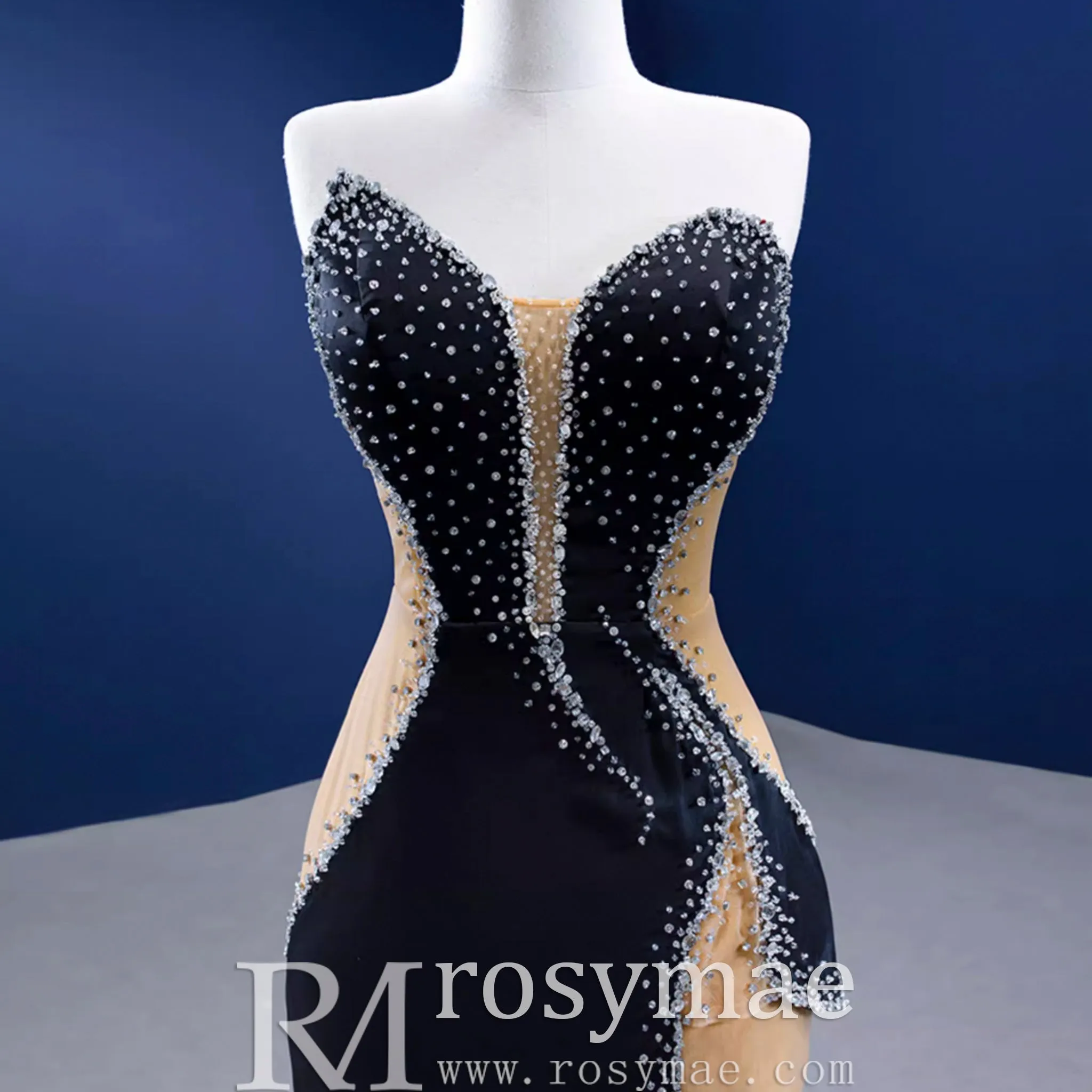 High-end Black Beading Sequins Evening Dress Formal Prom Gown