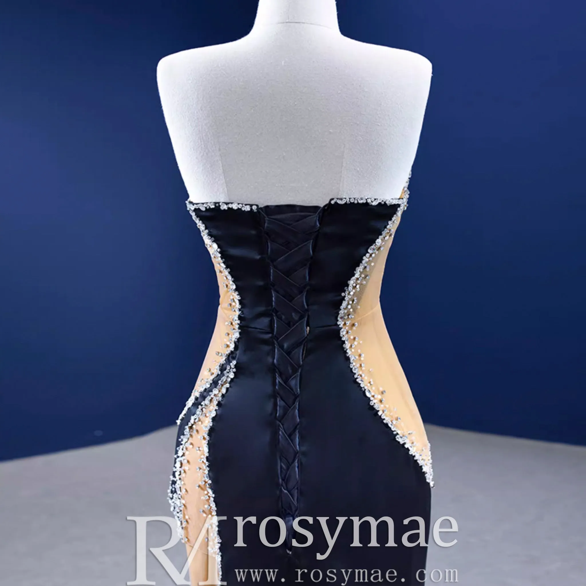 High-end Black Beading Sequins Evening Dress Formal Prom Gown