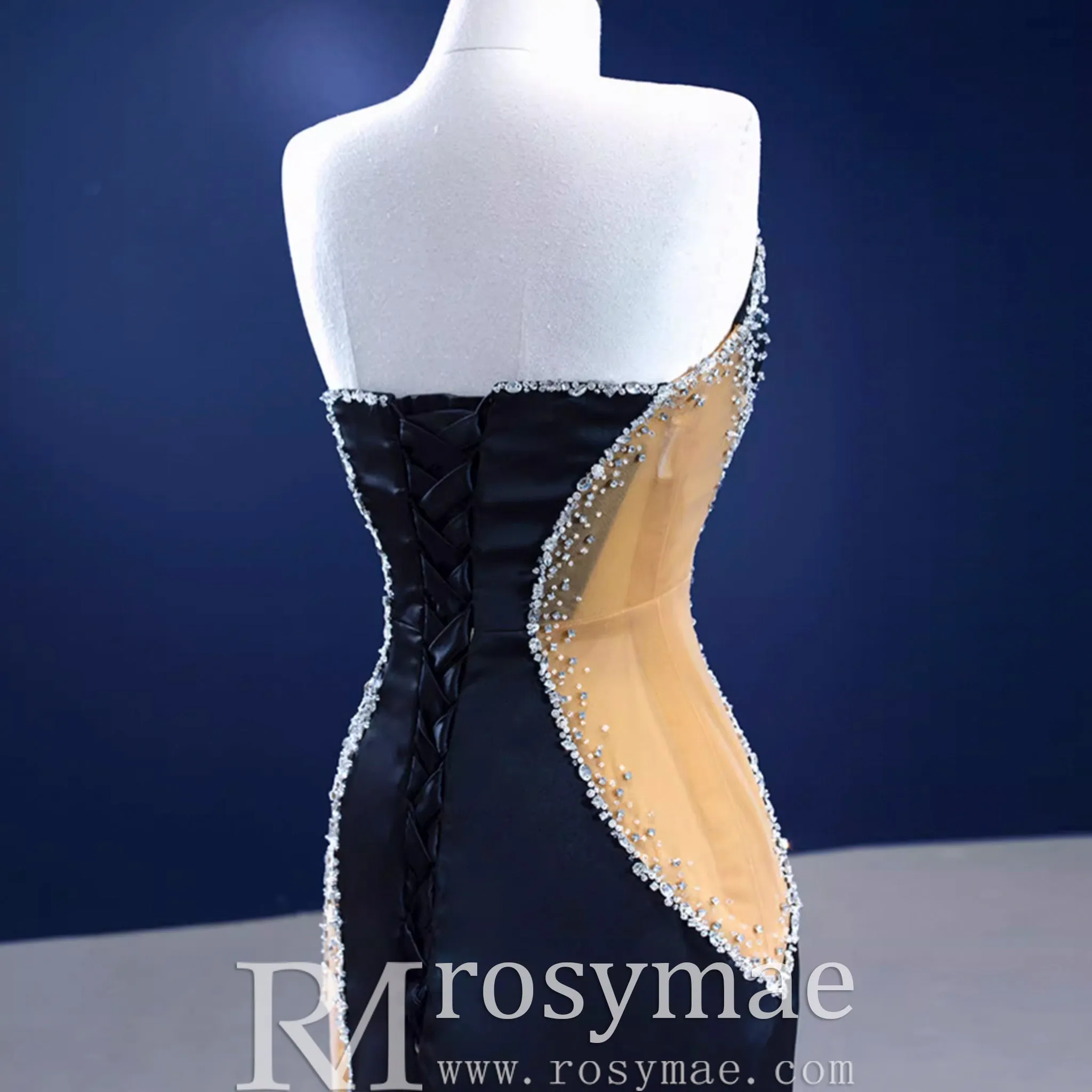 High-end Black Beading Sequins Evening Dress Formal Prom Gown