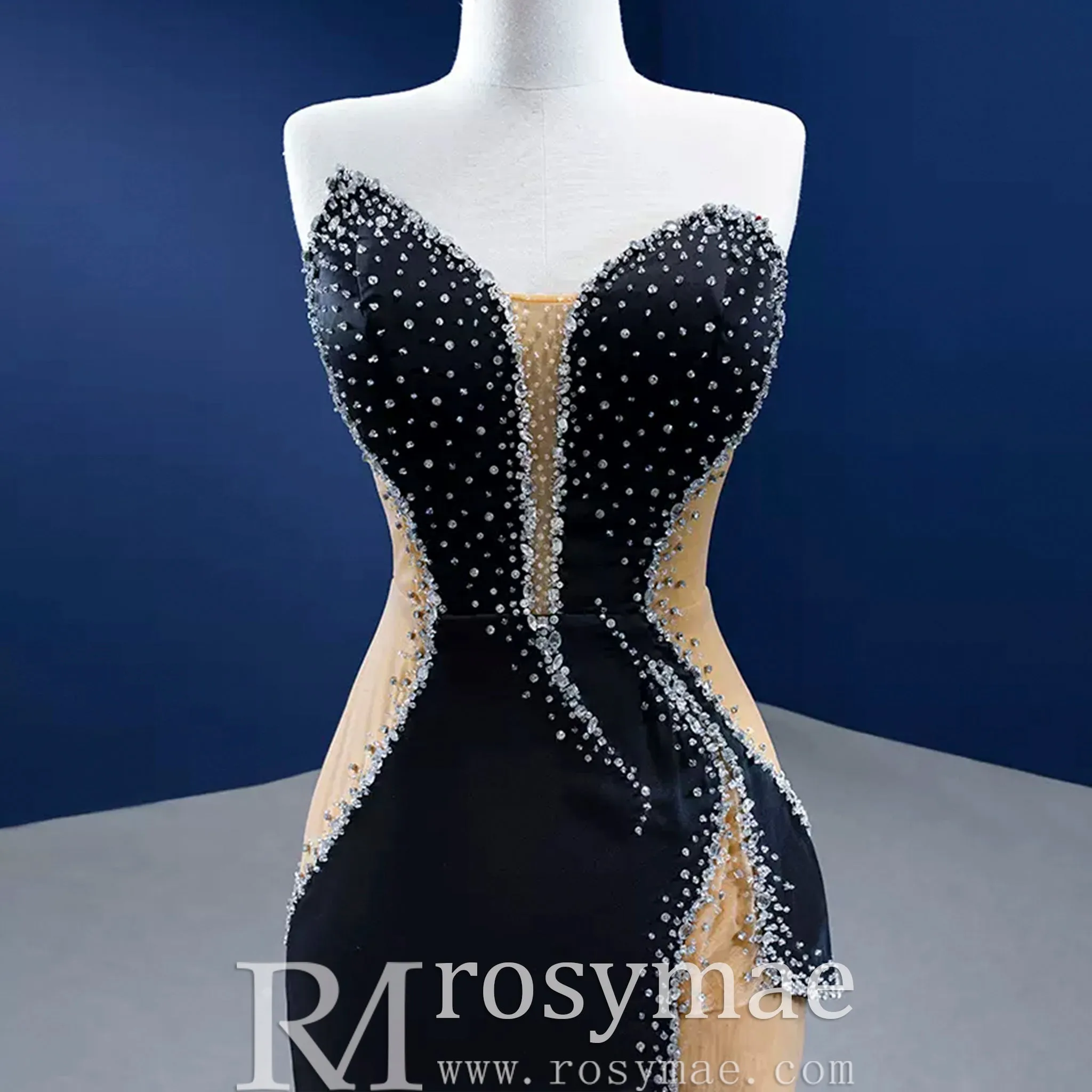 High-end Black Beading Sequins Evening Dress Formal Prom Gown