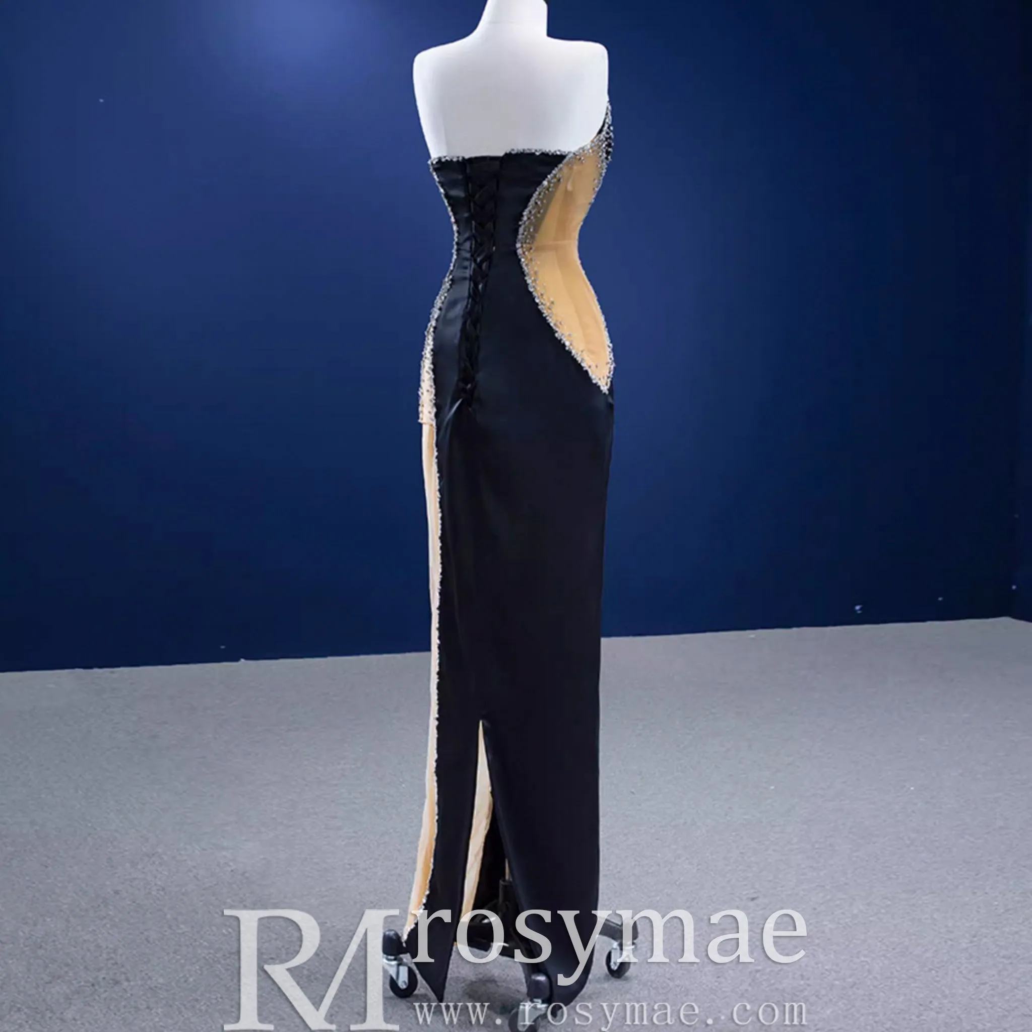 High-end Black Beading Sequins Evening Dress Formal Prom Gown