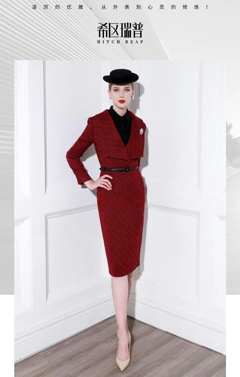 High End Tweed Temperament Banquet Dress