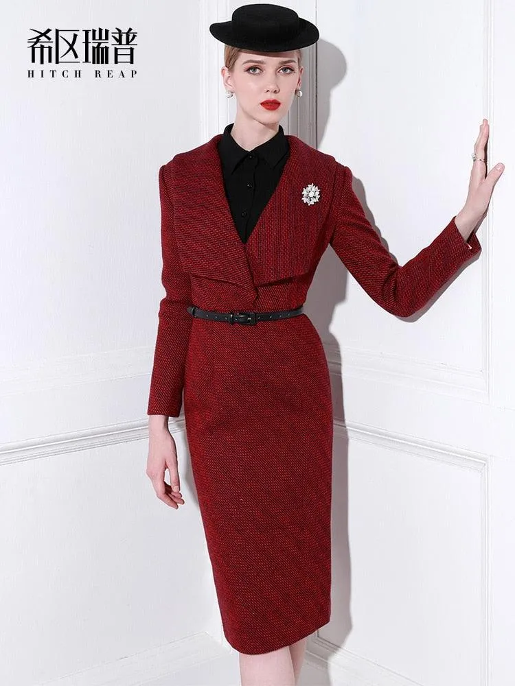 High End Tweed Temperament Banquet Dress