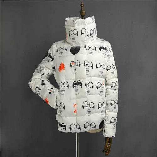 High Quality Womens Winter Jackets And Coats Slim Women Stand Collar Thicken fluffy plaid Warm Down Jacket
