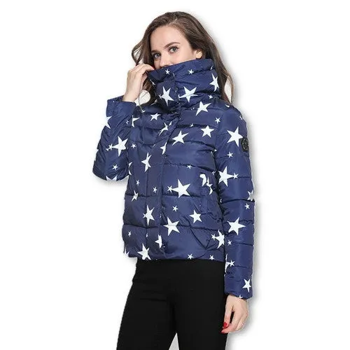 High Quality Womens Winter Jackets And Coats Slim Women Stand Collar Thicken fluffy plaid Warm Down Jacket