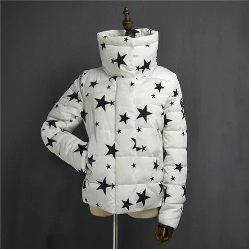 High Quality Womens Winter Jackets And Coats Slim Women Stand Collar Thicken fluffy plaid Warm Down Jacket