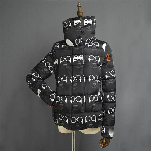 High Quality Womens Winter Jackets And Coats Slim Women Stand Collar Thicken fluffy plaid Warm Down Jacket