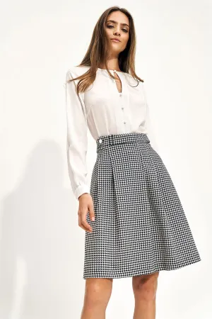 High-Waist Belted Flared Skirt