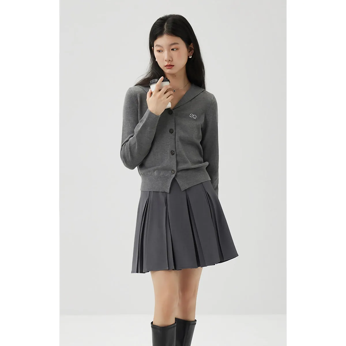 High-Waisted I-Shaped Pleated Mini Skirt for Women