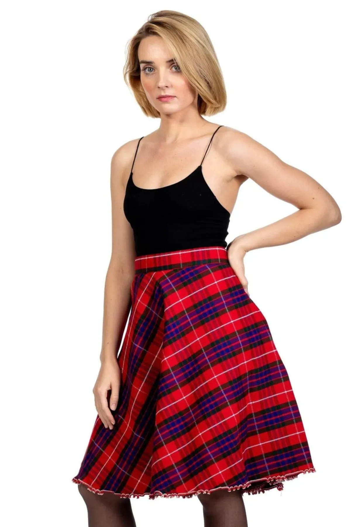 Highland Grace Women's Flared Plaid Skirt
