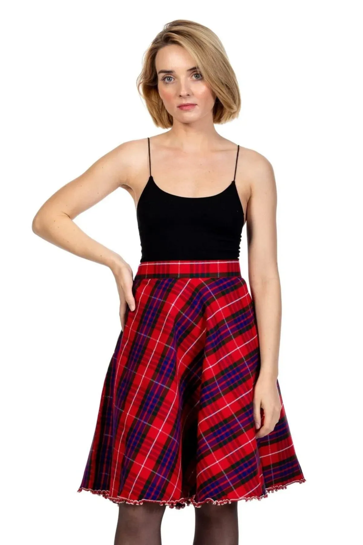 Highland Grace Women's Flared Plaid Skirt