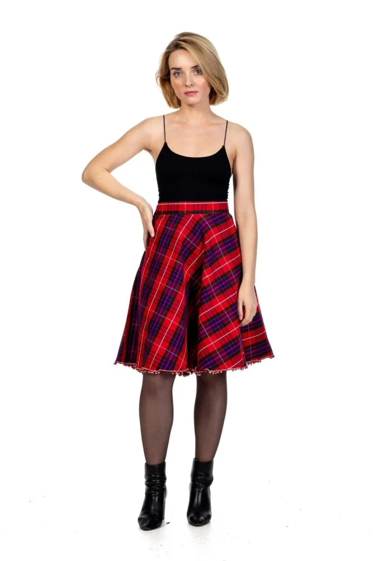 Highland Grace Women's Flared Plaid Skirt