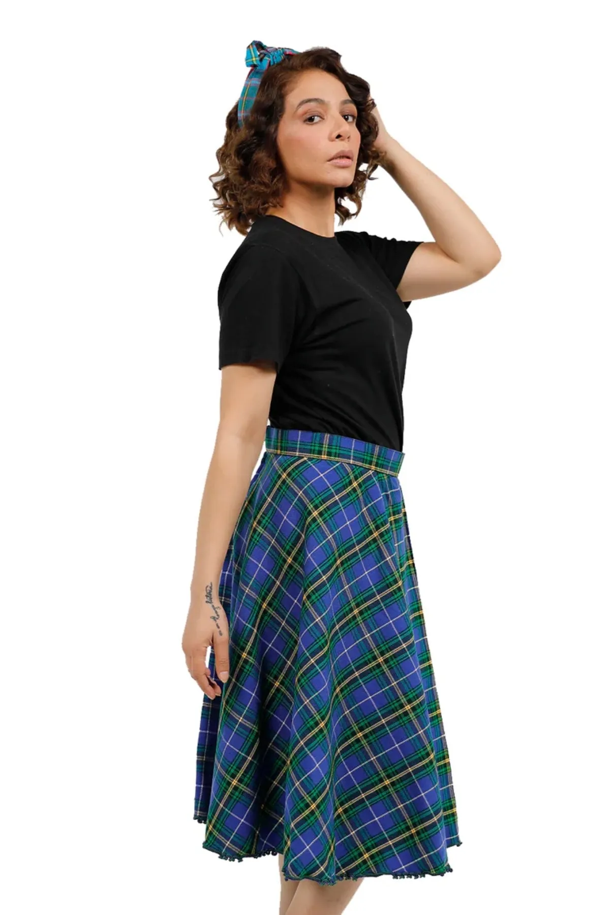 Highland Grace Women's Flared Plaid Skirt