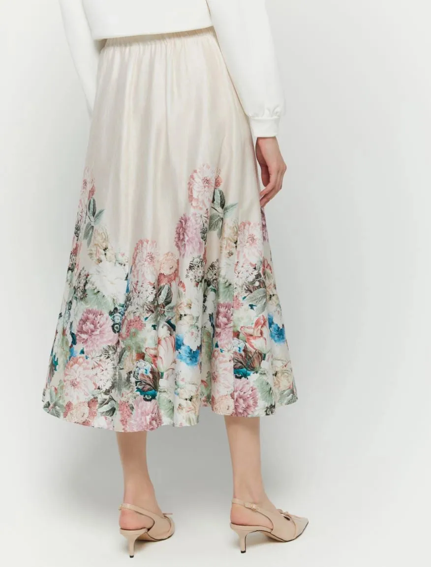 Iblues Natif Long Flared Floral Print Skirt