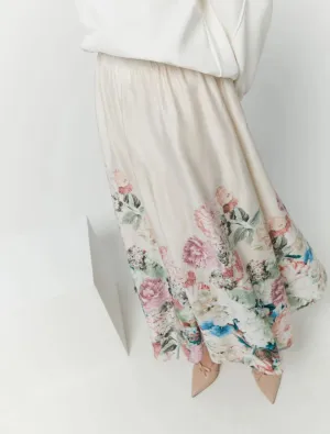 Iblues Natif Long Flared Floral Print Skirt