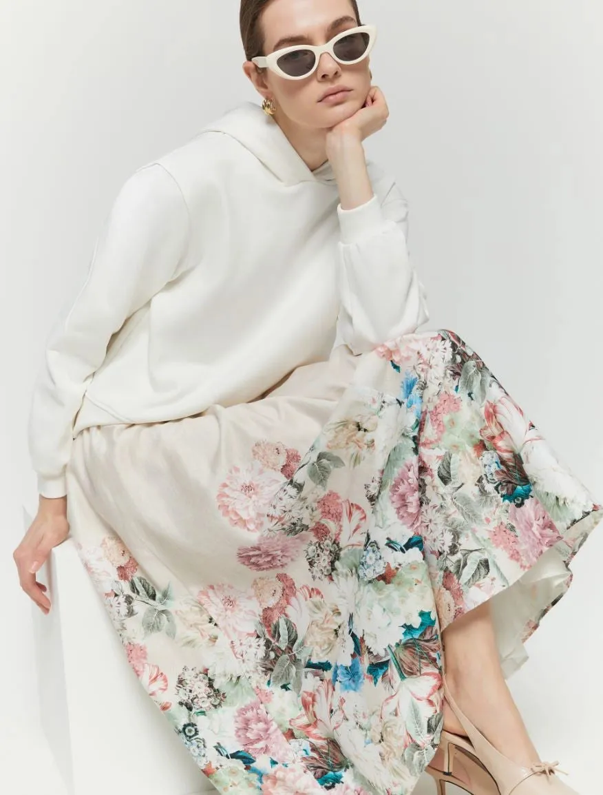 Iblues Natif Long Flared Floral Print Skirt