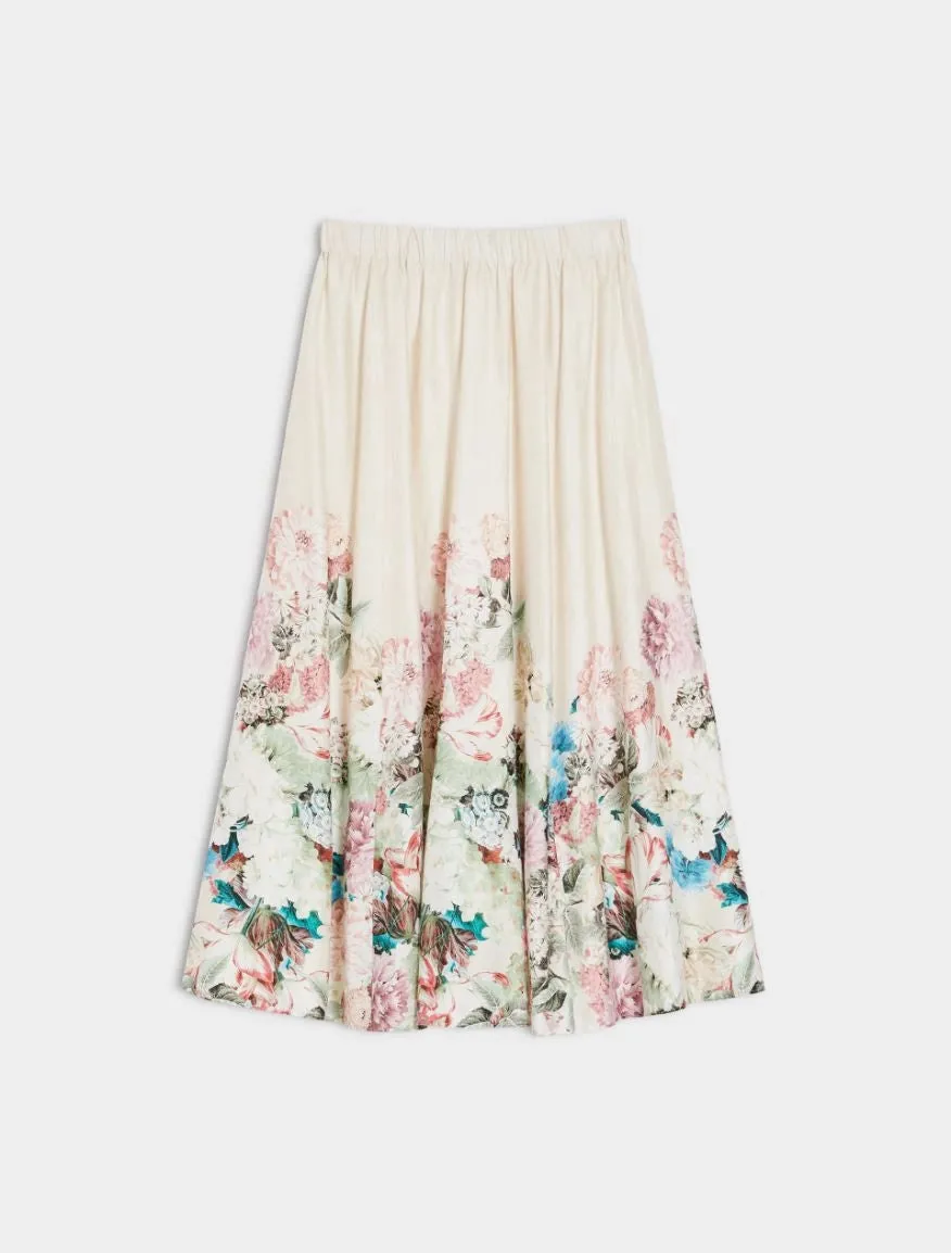 Iblues Natif Long Flared Floral Print Skirt