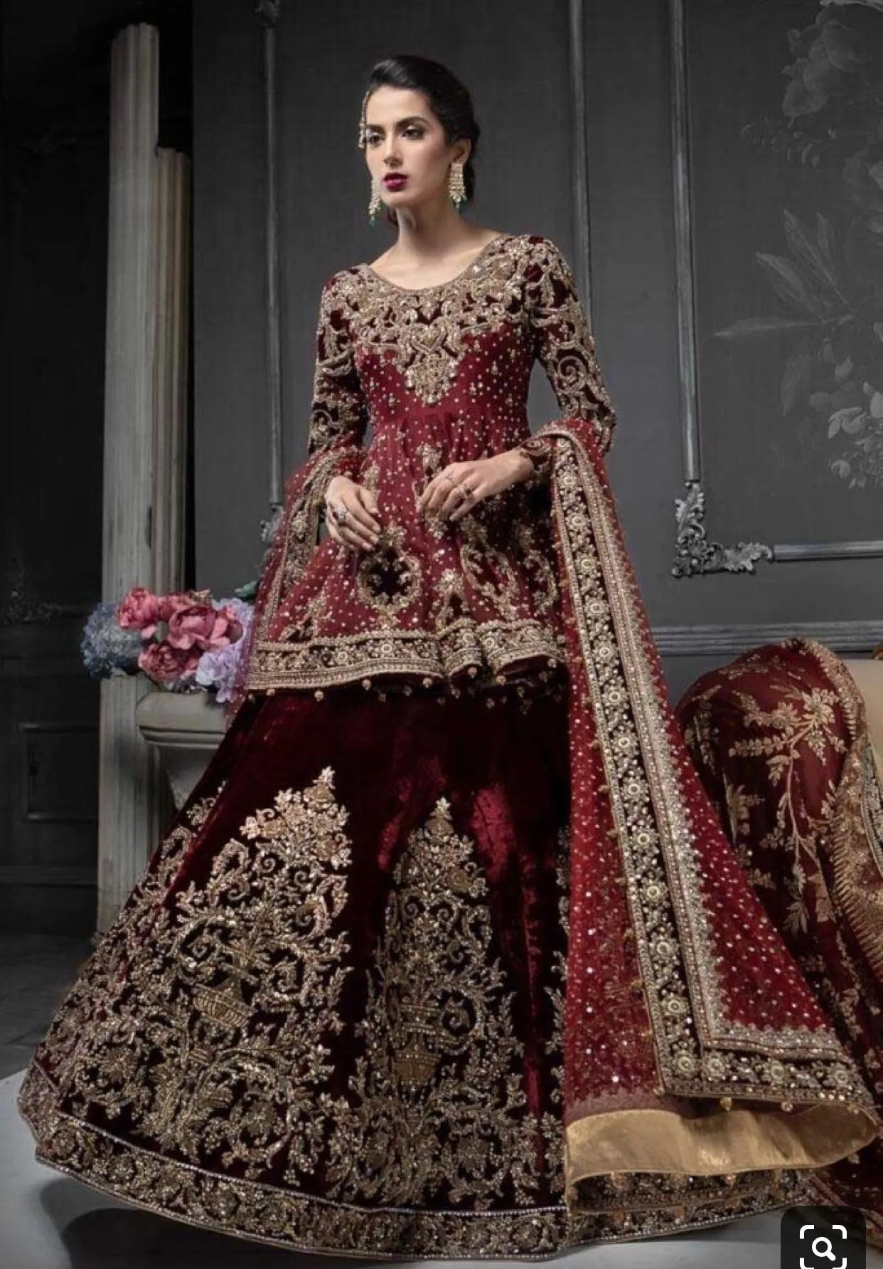 Indian Bridal Ghagra Choli In Beautiful Maroon Red Color Model# B 1797