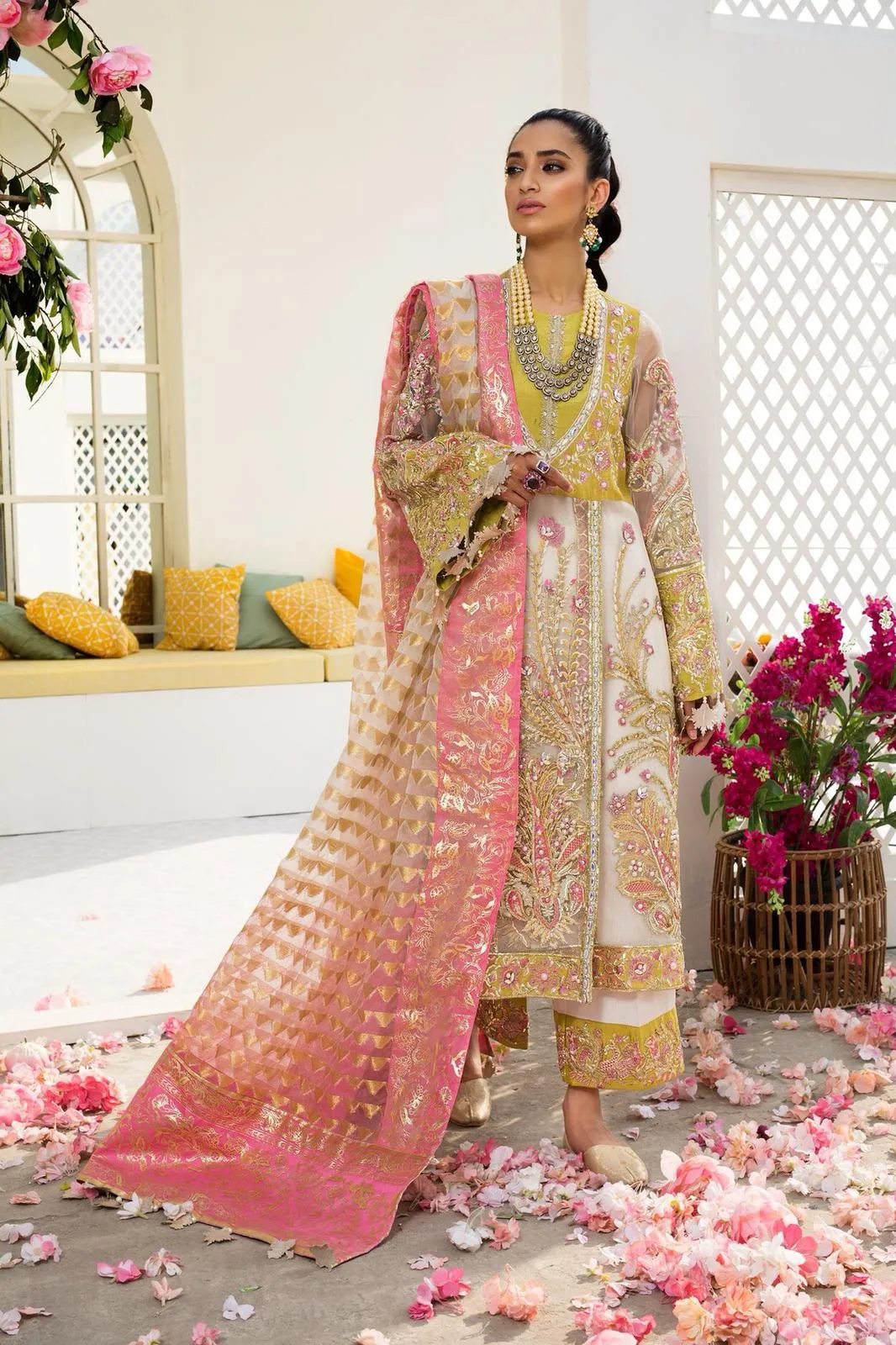 Indian Party Dress In Beutifull Light Green Color By Elan Model# B 1900