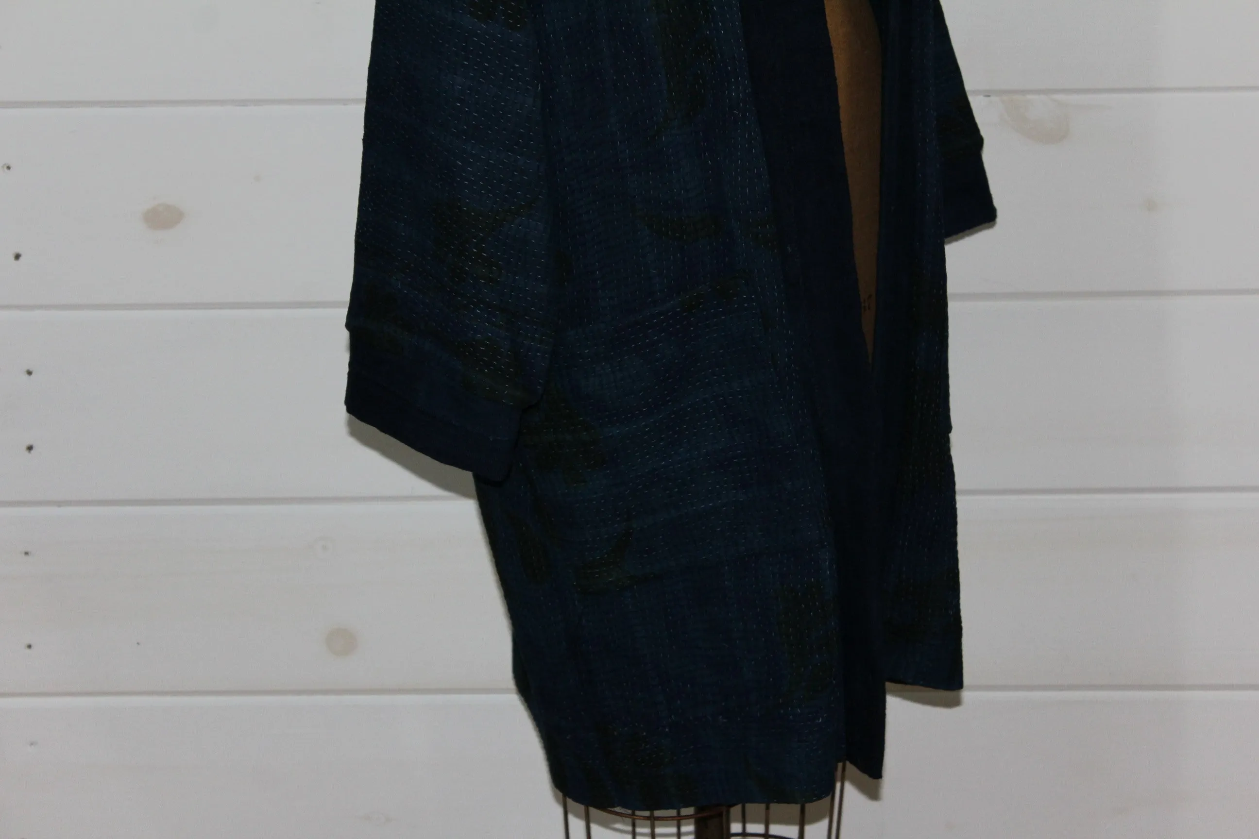 Indigo Kantha Quilt Duster