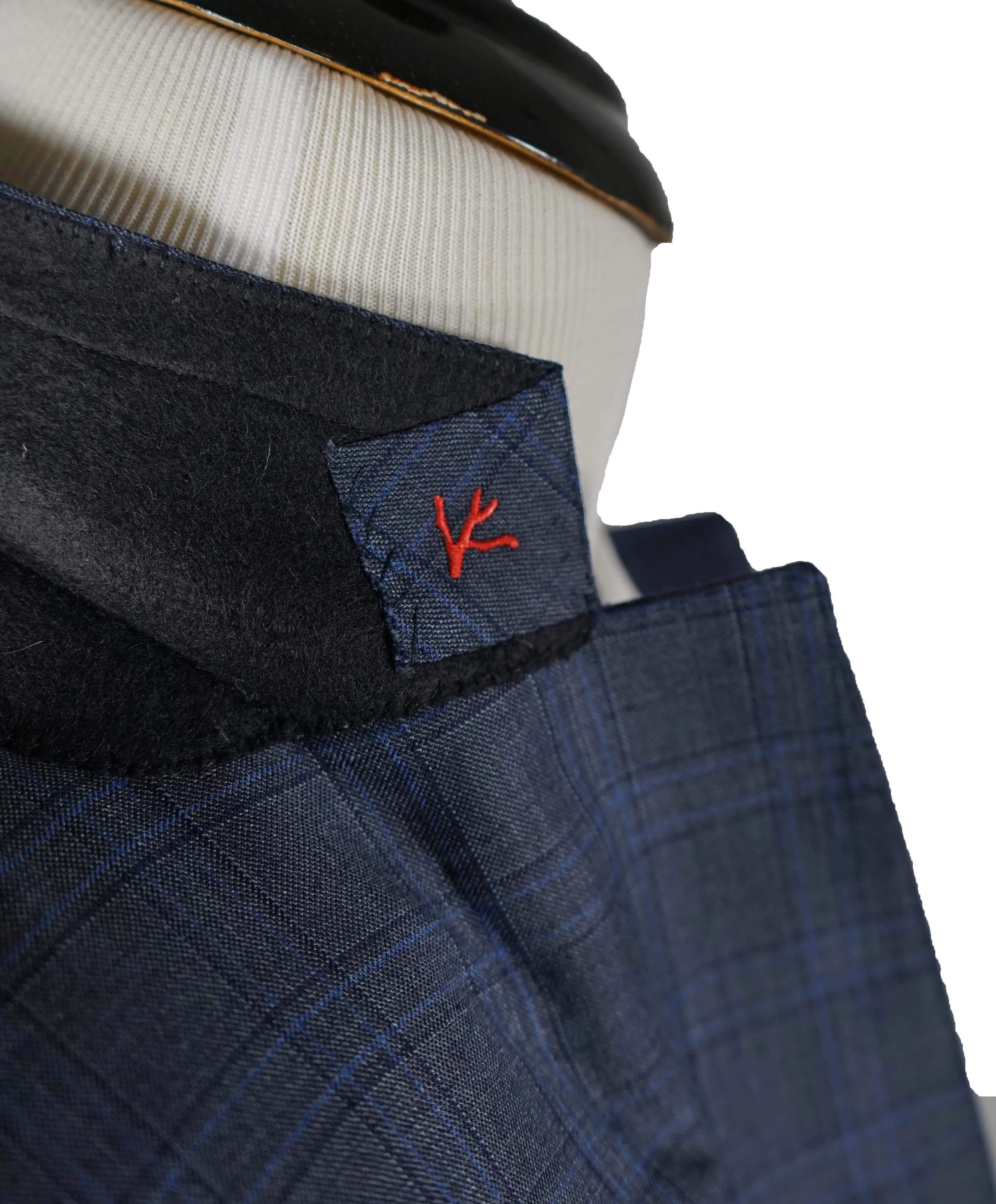 ISAIA - Bold Blue Plaid Suit With Side Tabs & Logo Detailing - 40R
