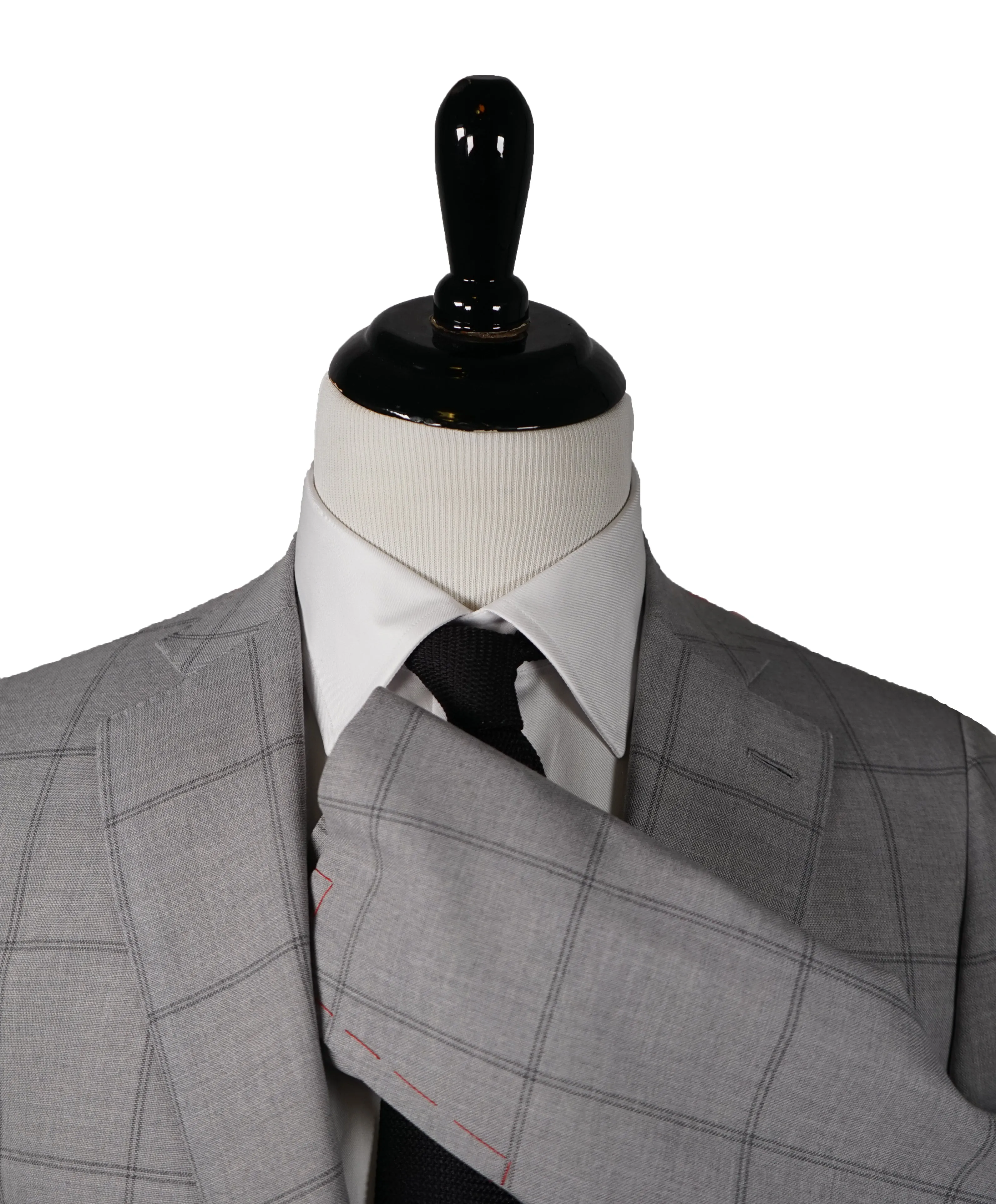 ISAIA - Cashmere /Wool /Mohair Blend Gray Check Suit LOGO COLLAR - 38R