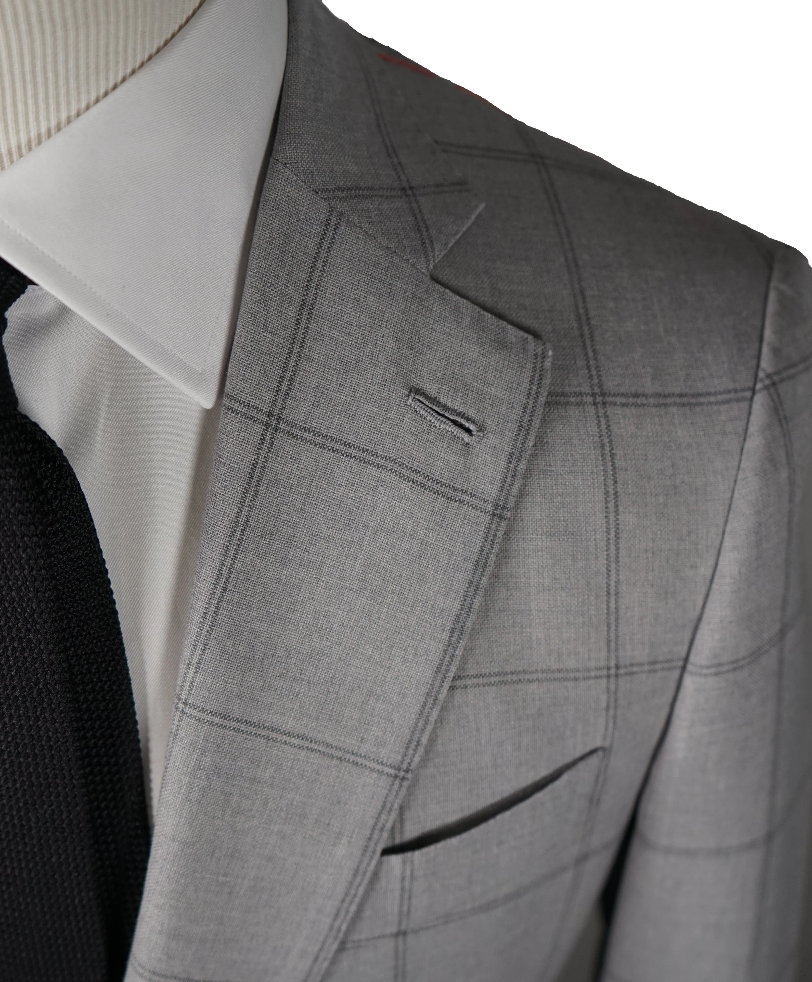ISAIA - Cashmere /Wool /Mohair Blend Gray Check Suit LOGO COLLAR - 38R