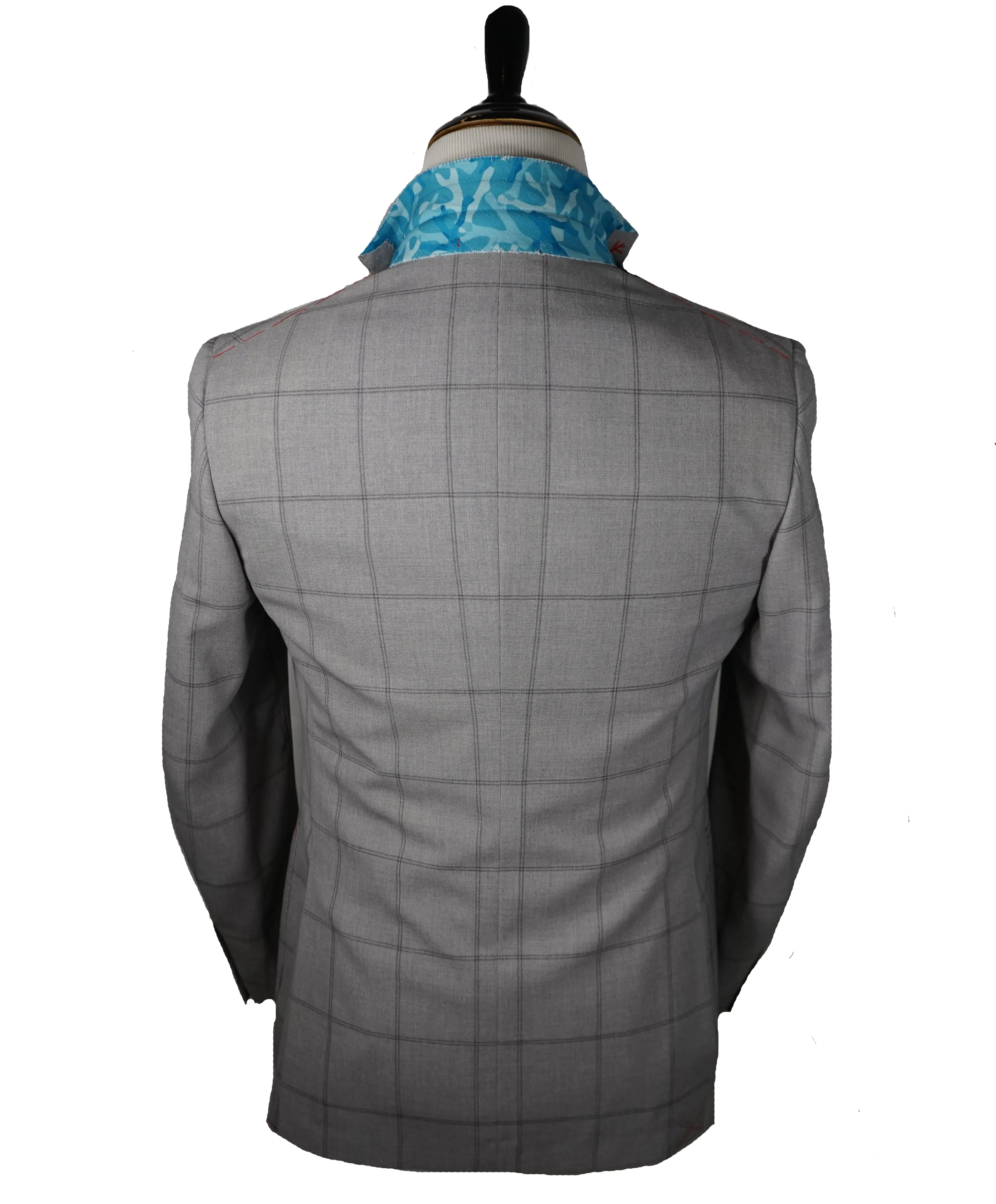 ISAIA - Cashmere /Wool /Mohair Blend Gray Check Suit LOGO COLLAR - 38R