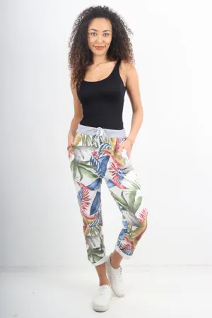 Italian Stretch Cotton Trousers ~ Tropic Leaf ~ ONE SIZE