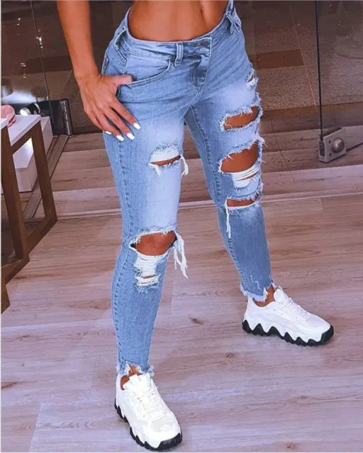 Jeans For Women Ripped Hole Stretch