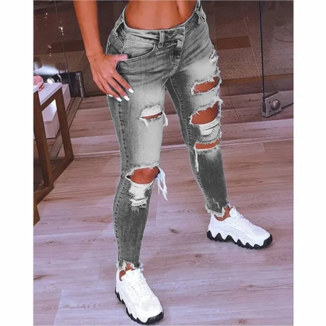 Jeans For Women Ripped Hole Stretch