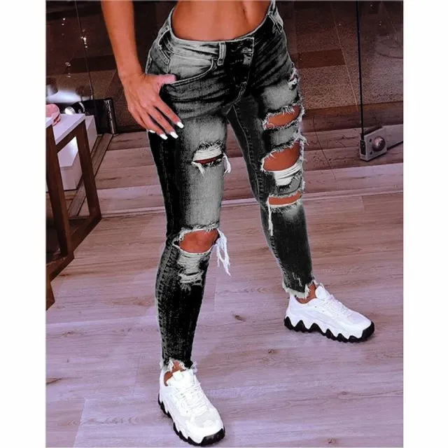 Jeans For Women Ripped Hole Stretch