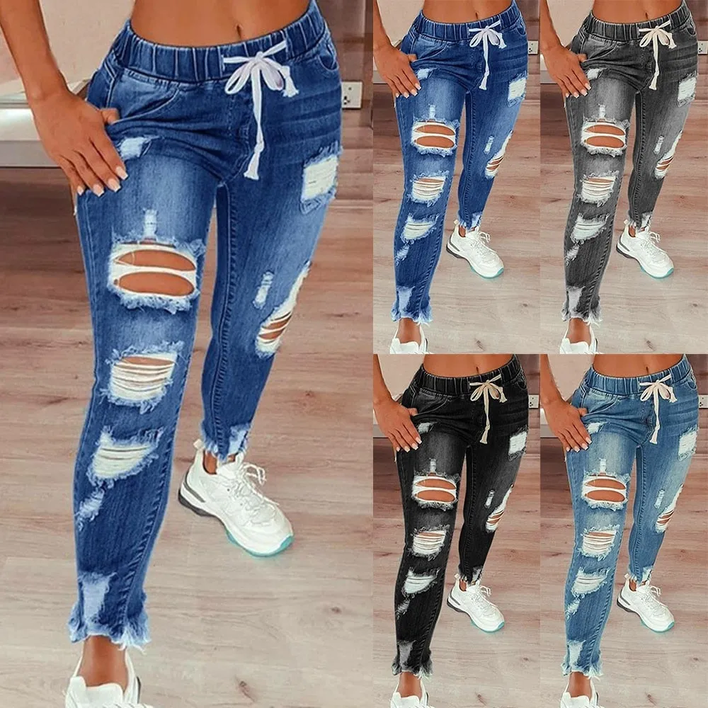 Jeans For Women Ripped Hole Stretch