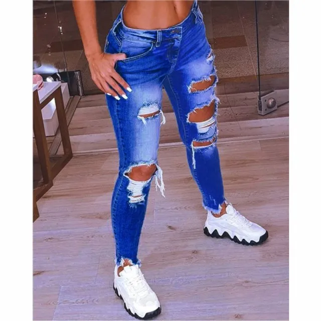 Jeans For Women Ripped Hole Stretch