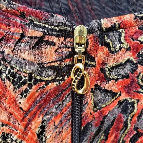 Joseph Ribkoff Zip Front Print 3/4 Sleeve Jacket - Size 10
