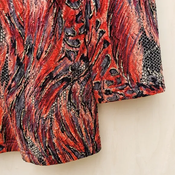 Joseph Ribkoff Zip Front Print 3/4 Sleeve Jacket - Size 10