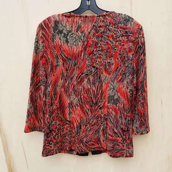Joseph Ribkoff Zip Front Print 3/4 Sleeve Jacket - Size 10